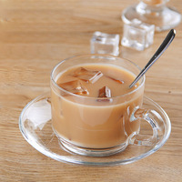 Ensemble de tasses à café en verre réutilisable pour ménage en verre transparent et soucoupe