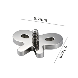 Vente en gros de bijoux de piercing corporel mignons en Titane ASTM F136, clou à lèvre en forme de nœud papillon avec zircon, <span class=keywords><strong>tige</strong></span> à dos plat à filetage interne - Product Image 2