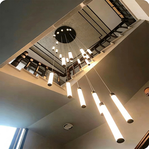 โคมไฟระย้าทรงกระบอกแบบแขวนแนวเส้นตรง ทำจากหินอ่อนและหินอลาบาสเตอร์สไตล์นอร์ดิก เหมาะสำหรับบันได วิลล่า และโรงแรม - Product Image 5