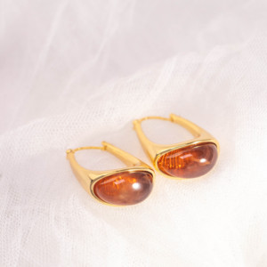 ต่างหูห่วงรูปตัวยูสไตล์โบฮีเมียนเรซิ่นชุบเงินแบบวินเทจขายส่ง พร้อมการรับประกัน 2 ปีสำหรับผู้หญิง - Product Image 4