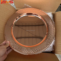 Assiette de présentation en acier inoxydable miroir or et argent de haute qualité pour décoration de table de mariage
