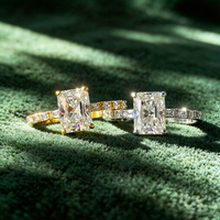 Bague de mariage en argent 925 avec moissanite couleur D, taille brillant radiant 2 carats, testée et approuvée, pour femme, bijoux fins