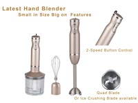 Mixeur plongeant avec moteur en cuivre pur, design ergonomique, commande par bouton-poussoir, boîtier en plastique pour usage domestique