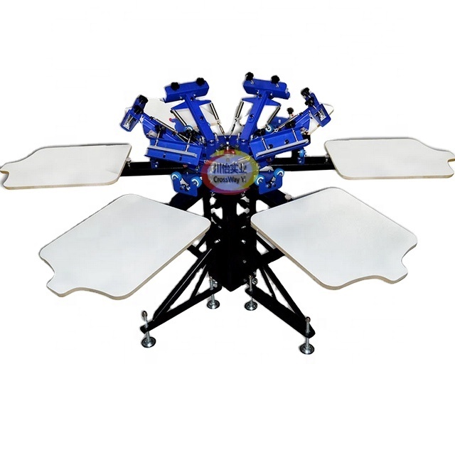 Manual 6 Color 6 Station Textile Carousel Printing T-shirt Silk Screen Printer