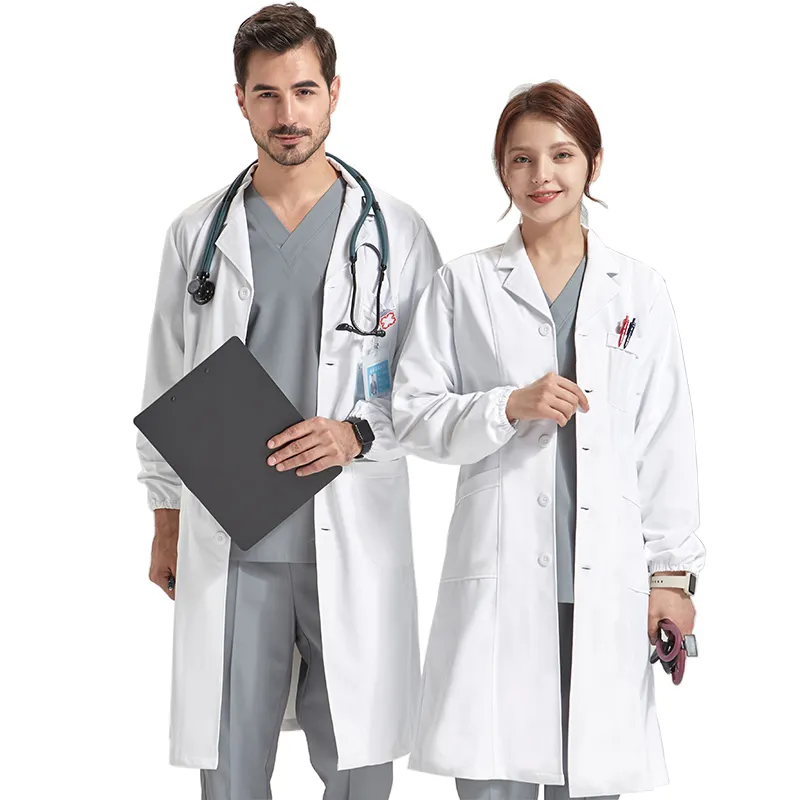 Wholesale Unisex Professional White Coat Doctor and Pharmacist Uniform Premium Surgical Coat Nurse Working Gown Dental Lab Coat