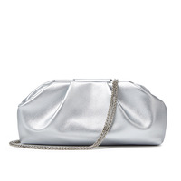 Sac à main de luxe en cuir PU doré pour femme, avec chaîne d'épaule, design nuage froissé, pour filles