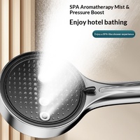 Pommeau de douche rond en ABS électroplaqué style américain, 6 modes de pulvérisation, haute pression, pour salle de bain