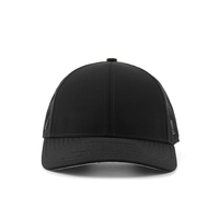 Casquette de baseball unisexe noire à 6 panneaux avec logo en caoutchouc Oxford Dobby personnalisé, visière brodée, taille universelle pour le golf