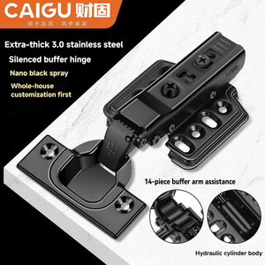 ठोस काले अतिरिक्त मोटी 3.0 स्टेनलेस स्टील नरम बंद हाइड्रोलिक डैम्पिंग बेडरूम कैबिनेट दरवाजा बफर हिंज थोक - Product Image 2