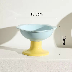 Cuenco de cerámica creativo en forma de flor para gatos, cuenco de comida para perros de pie alto, suministros para mascotas para perros y gatos - Product Image 6