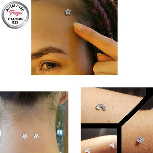 Piercings Corporales de Acero Inoxidable Freya 14G con Adorno de Flor de Zirconia, Microdermales Delicados con Cristal, Joyería Corporal de Cristal - Product Image 2