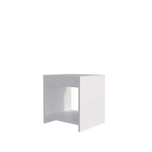 White Nightstand With <b>Open</b> <b>Storage</b> Shelf For Bedroom Side Table - Product Image 2