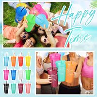 Gobelet en plastique de 710 ml (24 oz) avec paille en PP pour thé au lait, commerce transfrontalier, utilisation directe, salle de sport, applicable aux fêtes