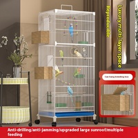 Cage d'élevage métallique de luxe de grande taille pour animaux domestiques, avec base à roulettes et support mobile, pour perroquets, dotée d'un plateau en plastique