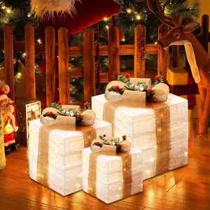 Falda para árbol de Navidad iluminada para interiores, con motivos navideños, para fiestas, jardín y patio, juego de cajas de regalo, decoraciones luminosas - Product Image 5