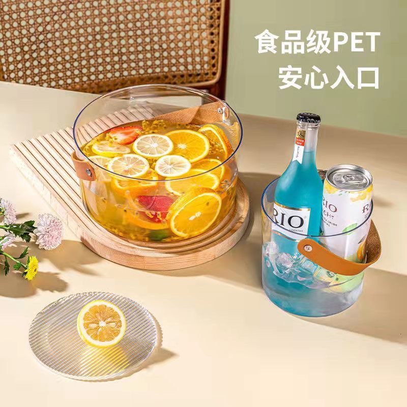 Borosilicate Ice bucket portable fruit basket field water storage bucket living room glass vase ice cube