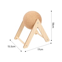 Balle à gratter pour chat en sisal moderne avec support en bois - Jouet interactif pour gratter pour une utilisation en intérieur/extérieur, sisal naturel durable