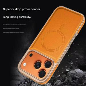 Funda de Cuero con Marco Metálico para <span class=keywords><strong>iPhone</strong></span> 17 16 15 14 <span class=keywords><strong>13</strong></span> 18 <span class=keywords><strong>Pro</strong></span> <span class=keywords><strong>Max</strong></span>, Carga Magnética Inalámbrica, Protección Antigolpes, <span class=keywords><strong>Precio</strong></span> Especial - Product Image 2