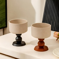 Bol à dessert sur pied en grès 200 ml avec tige en bois, coupe à glace, compotier, service à mousse et pudding, décor nordique
