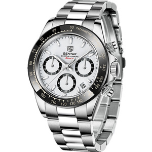 Reloj Cronógrafo de Cuarzo para Hombre Benyar, Esfera Redonda de 40 mm, Brazalete de Acero Inoxidable, Estilo Deportivo, Resistente al Agua 30M - Product Image 1