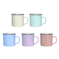 Vente en gros de tasses en émail personnalisées avec logo, capacité de 350 ml, style vintage, sublimation, souvenir, tasse de camping, thé, lait, tasses en métal blanc