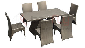 ชุดโต๊ะรับประทานอาหารหวายหวายสำหรับสวนลานคลังสินค้าในโรงแรมเฟอร์นิเจอร์กลางแจ้งโรงงาน - Product Image 6