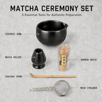 Coffret Cérémonie du Thé Matcha : Fouet en Bambou (Chasen), Support, Cuillère Chashaku, Passoire à Mailles Fines – Idéal pour la Maison, les Cafés et les Amateurs de Thé