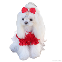Robe Classique Respirante et Confortable en Polyester Rouge Uni pour Animaux de Compagnie, Vêtements de Princesse pour Chiots et Chats, Toutes Saisons, Fourniture d'Usine