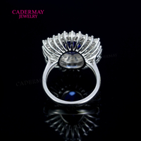Ensemble de bijoux de luxe en argent sterling 925 avec saphir ovale en moissanite de 8*12 mm, boucles d'oreilles, bague et pendentif en bleuet de 6x9 mm