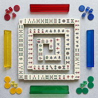 Table de Mahjong Américain de Luxe en Acrylique Lucite avec Sac de Transport Souple Personnalisé, 166 Tuiles, Design Esthétique Moderne, Jeu de Casino