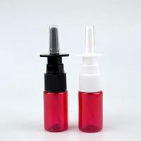 Flacons pulvérisateurs cosmétiques en plastique transparent, ambre, bleu, vert, rouge, blanc, format voyage 10 ml, avec pulvérisateur nasal blanc/noir 18/410