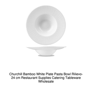 Assiette en bambou blanche pour pâtes, 24 cm de diamètre, 14 cm d'intérieur, motif Churchill - 12Whbalw - Product Image 2