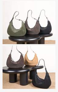 Nouveau sac à main demi-lune en daim souple pour femme, sac hobo en cuir véritable de qualité supérieure à bandoulière unique pour usage quotidien - Product Image 6