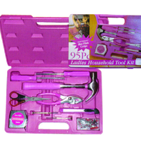 95 pièces ménage rose boîte à outils ensemble, ensemble d'outils ménagers Herramientas De Mano