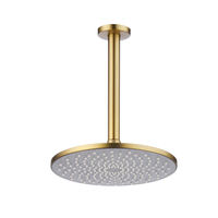Ensemble de douche de luxe contemporain à effet pluie, pour salle de bain, montage au plafond, eau froide et chaude, double poignée thermostatique, en laiton chromé et céramique
