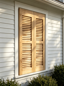 EFS Solid Wood Louvered Interior Slab <b>Door</b> Panels Folding <b>Screen</b> Unfinished Surface Minimalist Design <b>for</b> Bathroom - Product Image 6