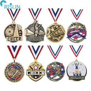 Manufacture Customized 3D Cheering Team Rooter Cheer Cheerleading Medals Medalla Medallion Award Custom Cheer Cheerleading Medal