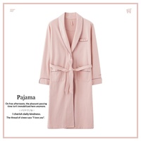 Peignoir en coton respirant à col en V et manches longues pour femme, grande taille, vêtements de nuit printemps