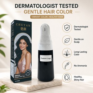 Crème colorante capillaire noire intense à base de plantes OEM avec applicateur peigne-brosse pour une couverture complète - Product Image 1