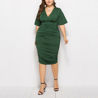 Vêtements grande taille pour femmes Robe portefeuille sexy froncée à col en V