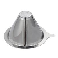 Filtre à café réutilisable en acier inoxydable 304, double couche 300 mailles, filtre conique fin pour cafetière, design moderne et minimaliste