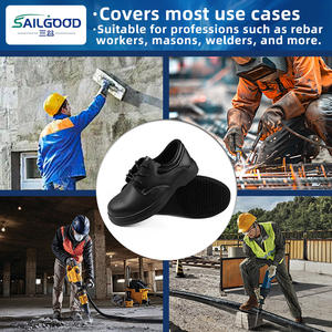 أحذية جلدية سوداء لسلامة الشيف مضادة للانزلاق ومقاومة للزيت في المطبخ صيف خريف وشتاء - Product Image 3