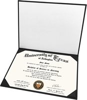 Porte-certificats de haute qualité en cuir PU format A4, épais, avec logo personnalisé, estampage or, couleur marine