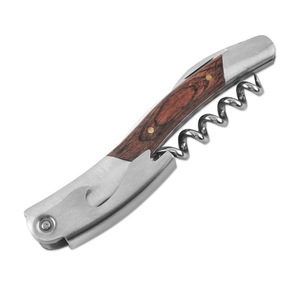 Stainless Steel Wine Opener 11.15cm Wooden Handle 4 In 1 Corkscrew Tool Flat Wing Design Classical Style - Product Image 4