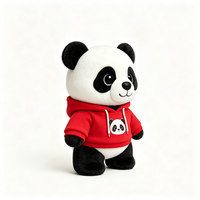 Adorable peluche panda en peluche avec sweat à capuche rouge imprimé, jouet doux, souvenir touristique de Chine
