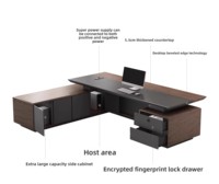 Vente en gros Bureau d'angle esthétique moderne de luxe en L Table de direction en bois massif durable pour patron directeur avocat