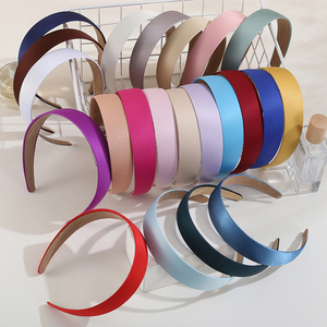 Diademas de plástico cubiertas de tela satinada de 3cm de 26 colores con terciopelo en el interior, diademas lisas, aros para el cabello, accesorios para el cabello DIY - Product Image 2