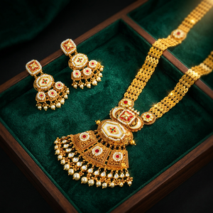 Ensemble de bijoux de mariée traditionnels en or Maharani, bijoux élégants et raffinés pour les mariées, ensemble en or traditionnel - Product Image 5