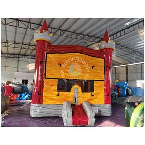 Château gonflable jaune et rouge vibrant sur <span class=keywords><strong>le</strong></span> thème du château, avec tourelle, pour enfants, idéal pour les fêtes en extérieur et les jeux sécurisés - Product Image 5