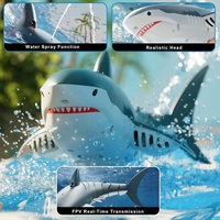 Jouet de requin RC électrique haute simulation avec pulvérisation d'eau, caméra Wifi, télécommande, rotation, bateau RC, jouet de piscine avec lumière